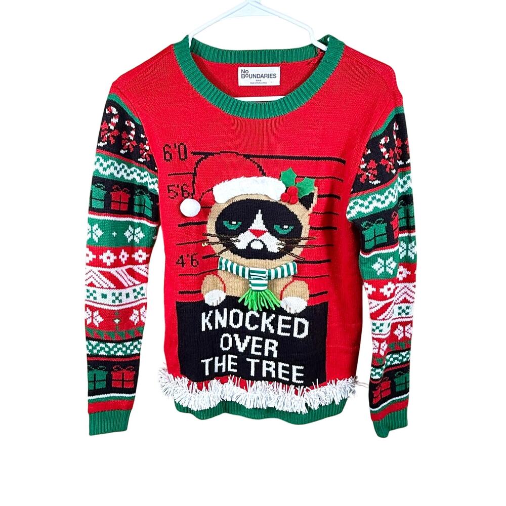 Ugly Christmas Sweater Grumpy Cat Adult Size S Holiday Pullover